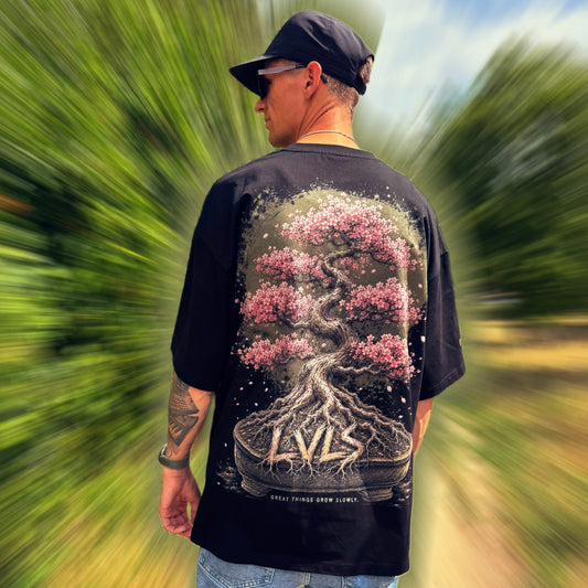 LVLS Oversized Shirt „Bonsai Blossom“ – Great Things Grow Slowly
