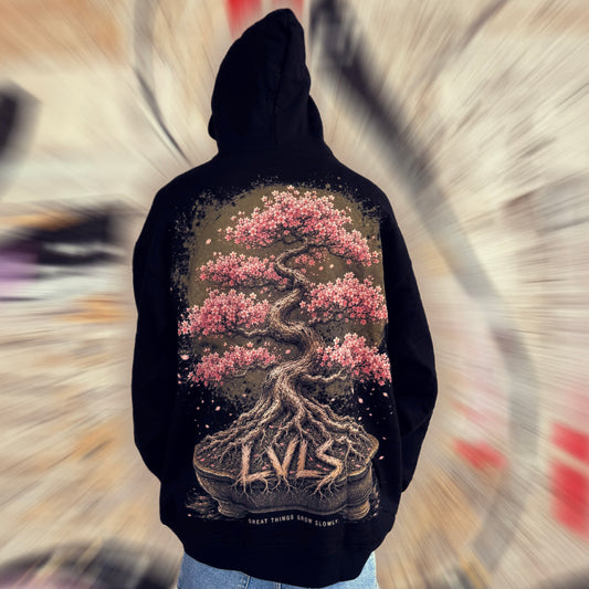 LVLS Oversized Hoodie „Bonsai Blossom“ – Great Things Grow Slowly